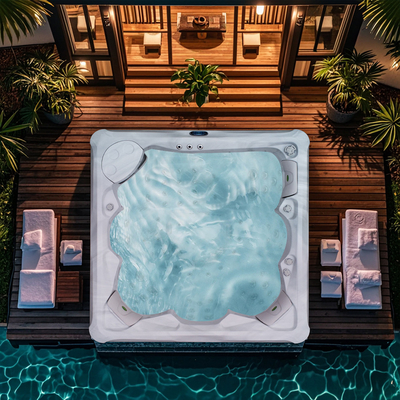 Hydro Massage bồn tắm ngoài trời Tăng nhiệt và bể bơi phản lực Romantic Whirlpool Hot Tub