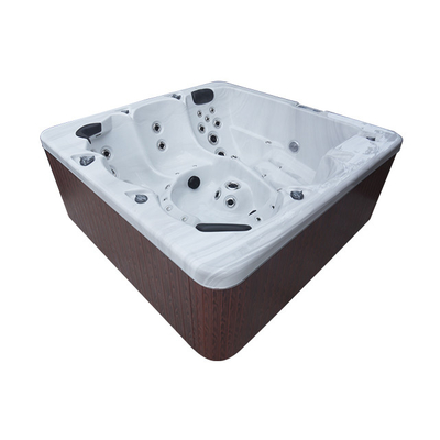 Bồn tạo sóng 6 người Hình vuông Bồn tắm nước nóng bằng đá cẩm thạch trắng Bồn tắm nước nóng Spa với 45 vòi massage