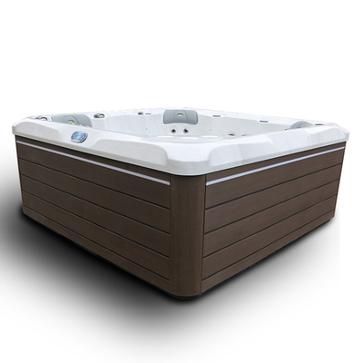 Spa bồn tắm nước nóng ngoài trời dành cho 5 người với ánh sáng cao cấp và thác nước có đèn nền